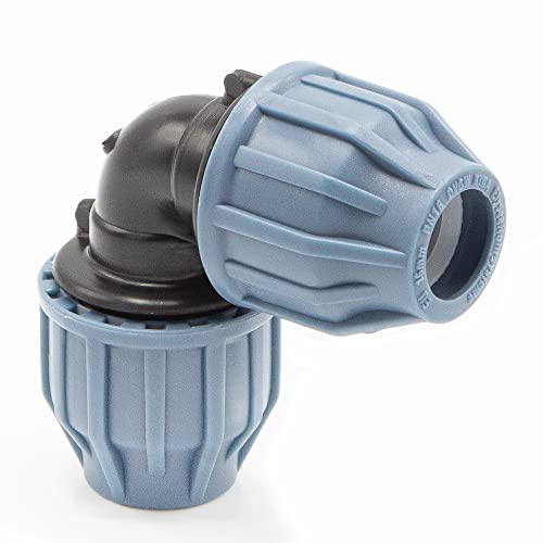 PP Kupplung I 90° Winkel 16 mm I Klemmverbinder mit 2 Anschlüssen I Klemmverschraubung I Klebe- Flexschlauchverbinder I Pool-Zubehör I Garten-Bewässerung I Druckleitung I bm307 von Baumaxxe