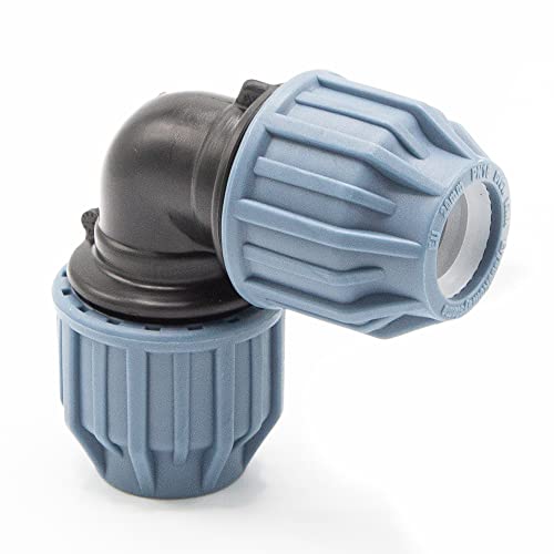 PP Kupplung I 90° Winkel 20 mm I Klemmverbinder mit 2 Anschlüssen I Klemmverschraubung I Klebe- Flexschlauchverbinder I Pool-Zubehör I Garten-Bewässerung I Druckleitung I bm308 von Baumaxxe
