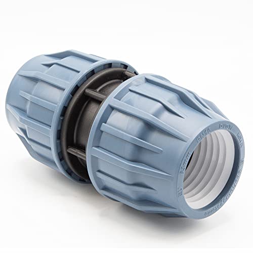 PP Kupplung I Durchgangsmuffe l 63 mm I Klemmverbinder mit 2 Anschlüssen I Klemmverschraubung I Klebe- Flexschlauchverbinder I Pool-Zubehör I Garten-Bewässerung I Druckleitung I bm306 von Baumaxxe