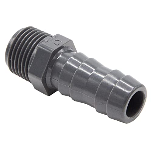 PVC 1/3 Schlauchtülle I 20-18mm Tülle I 1/2 Zoll Außengewinde I 10 Bar I Schlauchanschluss mit Rippenstruktur für idealen Halt I PVC Fitting mit Tülle für Pool und Garten I bm_023 von Baumaxxe