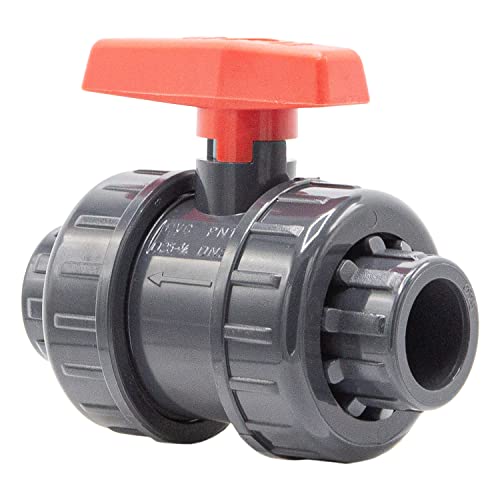 PVC-Kugelhahn I 25mm I 3/4 Zoll I Typ AK I für Klebemuffen und Fittinge I Absperrhahn 2-Wege I PVC-Rohrverbinder I Kugelschieber für Pool- und Teichbau I bm039 von Baumaxxe