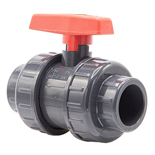 PVC-Kugelhahn I 32mm I 1 Zoll I Typ AK I für Klebemuffen und Fittinge I Absperrhahn 2-Wege I PVC-Rohrverbinder I Kugelschieber für Pool- und Teichbau I bm003 von Baumaxxe