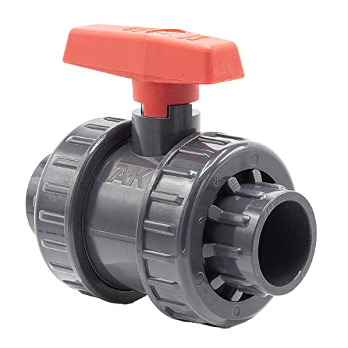 PVC-Kugelhahn I 40mm I 1 1/4 Zoll I Typ AK I für Klebemuffen und Fittinge I Absperrhahn 2-Wege I PVC-Rohrverbinder I Kugelschieber für Pool- und Teichbau I bm032 von Baumaxxe