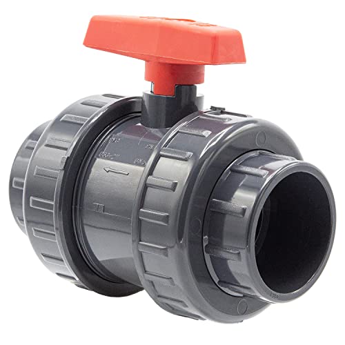 PVC-Kugelhahn I 63mm I 2 Zoll I Typ AK I für Klebemuffen und Fittinge I Absperrhahn 2-Wege I PVC-Rohrverbinder I Kugelschieber für Pool- und Teichbau I bm002 von Baumaxxe