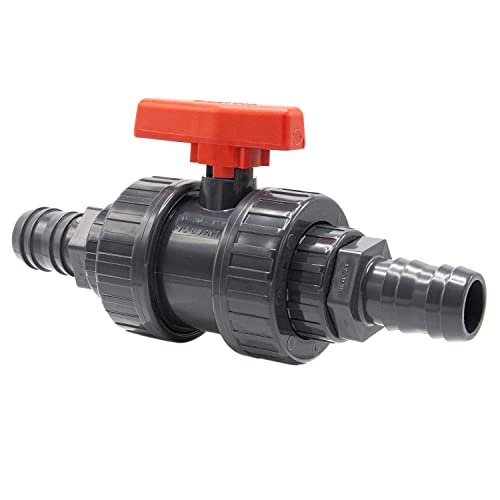 PVC Kugelhahn Set I 2-Wege-Ventil mit Innengewinde + 2x Schlauchtüllen 40-38mm | Absperrhahn zur Druckflussregulierung I PVC-Schlauchverbinder I Kugelschieber für Pool- und Teichbau I bm271 von Baumaxxe