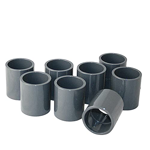 PVC-Muffen Set 8 Stk. I 50mm I Klebemuffe I Rohrmuffe mit 2-Anschlüssen I Rund I Rohr-Verbindungsstück für PVC-Rohre und Fittinge I bm103 von Baumaxxe