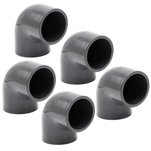 PVC-Winkel-Muffe 90° I 50mm I 1 1/2 Zoll I 5 Stück Klebemuffe I Rohrmuffe mit 2-Anschlüssen I Rohr-Verbindungsstück PVC-Rohr, Fitting I bm090 von Baumaxxe