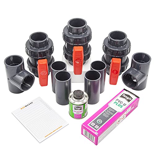 Premium Pool Bypass Set 32 mm I für Wärmepumpen I Pool-Heizung und Solarheizung I Schwimmbadheizung I Bypass-Kit mit 12 Teilen inkl. 3x Marken-Kugelhahn, Notizblock, PVC Kleber und Reiniger I bm153 Premium Pool Bypass Set 32 mm I für Wärmepumpen I Pool-Heizung und Solarheizung I Schwimmbadheizung I Bypass-Kit mit 12 Teilen inkl. 3x Marken-Kugelhahn, Notizblock, PVC Kleber und Reiniger I bm153 von Baumaxxe