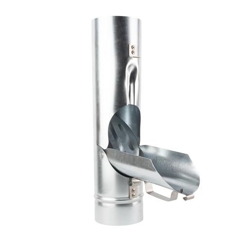 Baumeister.tech Fallrohrklappe DN87 mit Sieb – Ø 87 mm – verzinkter Stahl – Regenklappe mit Laubfilter – Wasserklappe für Fallrohr – Regenwasser Nutzung von Baumeister.tech