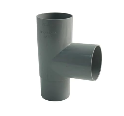 Marley Regenrinnen System Dachrinnenteile DN 53 Fallrohrsystem Grau RAL 7040 Dachrinnenset aus PVC (Rohrabzweig 87° DN 53/53) von Baumeister.tech