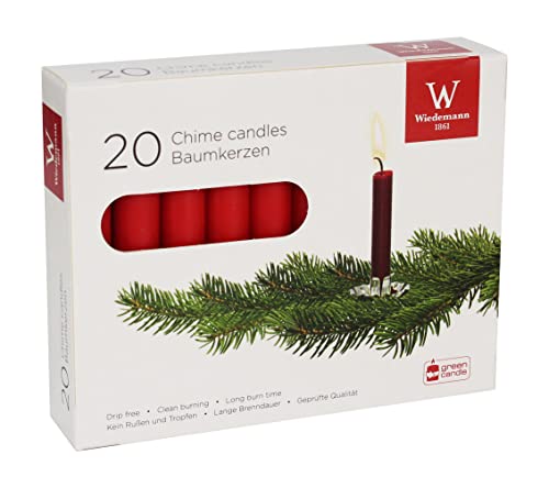 Baumkerzen rote, Christbaumkerzen durchgefärbt 96 x 13 mm, 20 Stück, Rot, Weihnachten, deutsche Marken Kerzen Qualität von Baumkerzen