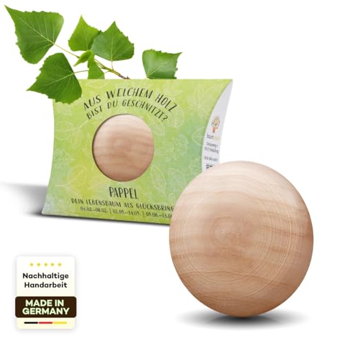 Baumstark Pappel Holz Handschmeichler mit Baumhoroskop je Geburtsdatum. EIN liebevolles Geschenk, z. B. für Eltern & Freunde, als Glücksbringer zu Kommunion, erh. in 22 Holzarten von Baumstark