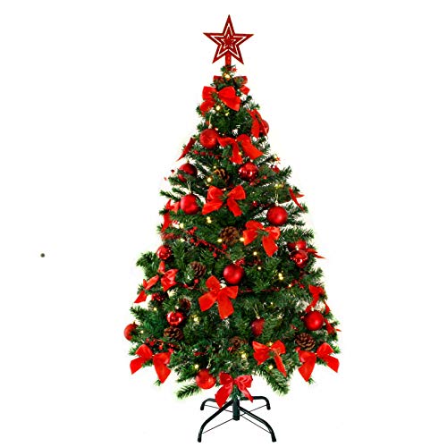 Weihnachtsbaum künstlich (WBD) mit Weihnachtsdeko und Led Lichterkette mit Fernbedienung Weihnachtsbaum mit Beleuchtung Weihnachtsbaum geschmückt mit Beleuchtung Christbaum künstlich Weihnachten von Baunsal