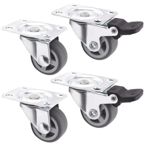 BAUSTER® 4x Set Lenkrollen mit Bremse Ø 30 mm Möbelrollen klein mit max. Tragkraft 70 Kg/Rollensatz, drehbare Rollen für Möbel, Gehäuse aus Stahl mit gummierten Räder von Bauster