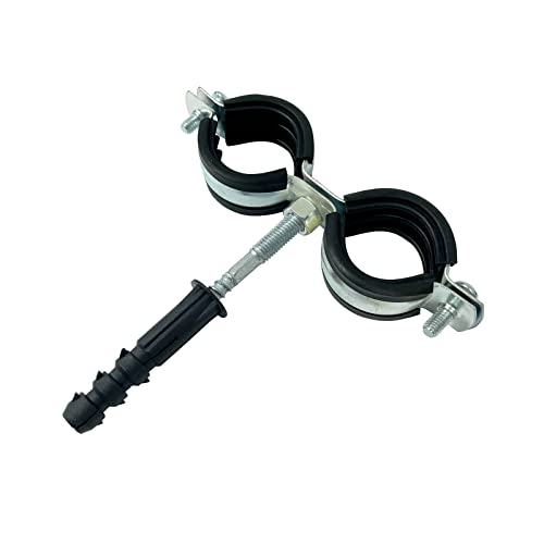 BAUSTER® Doppel Rohrschelle mit Gummieinlage Vibrationsdämmend Rohrhalter mit Dübel Schraubrohrschelle Rohrbefestigung Rohrhalterung für Kanäle Rundleitungen Lüftungskanäle (1/2 " (20-24 mm)) von Bauster