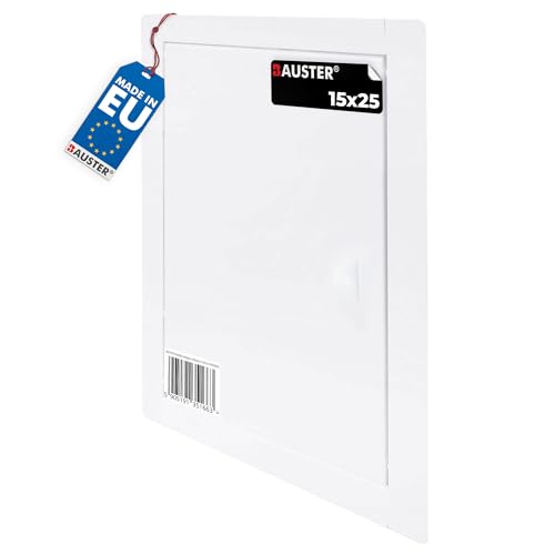 BAUSTER® Revisionsklappe 15x25 cm Zugangsklappe Revisionstür Serviceklappe zur Inspektion und Abdeckung Metall Weiß Größe wählbar Hochwertig zum Abdecken des Gehäuses Öffnungen in der Wand von Bauster