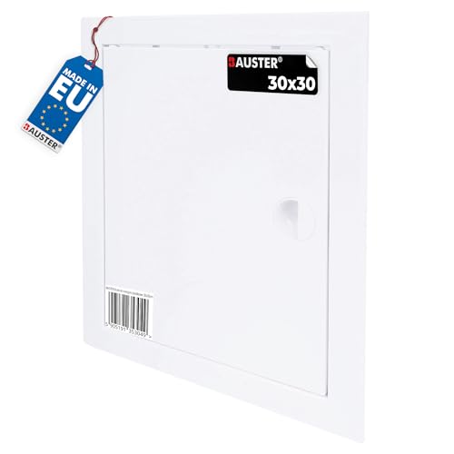 BAUSTER® Revisionsklappe 30x30 cm Zugangsklappe Revisionstür Serviceklappe zur Inspektion und Abdeckung Metall Weiß Größe wählbar Hochwertig zum Abdecken des Gehäuses Öffnungen in der Wand von Bauster