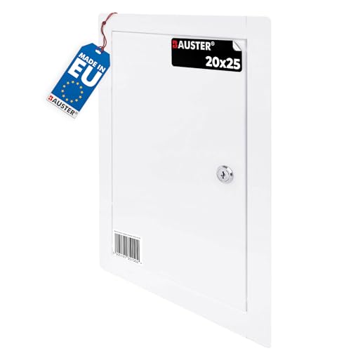BAUSTER® Revisionstür 20x25 Metall, mit Riegel, zur Abdeckung des Gehäuses, Öffnungen in der Wand, Revisionstür, Wartungsklappe, Weiß Revisionsklappe Revision, pulverbeschichtet (20x25) von Bauster