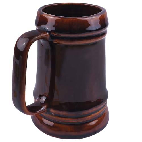 Bauster® Bierkrug aus Keramik – 0,5 Liter – Klassischer Bierhumpen mit Henkel – Handgefertigter Trinkkrug für Bierliebhaber – Spülmaschinenfest – Rustikaler Look von Bauster