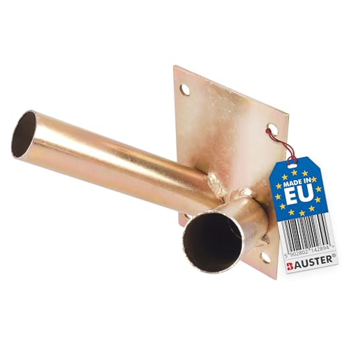 Bauster® Fahnenhalter Fahnenmasthalter Fahnenwandhalter Fahnenmast Fahne Flagge Doppelthalterung Verzinkt Gelb 2 -Fach Verschrauben Griff Feuerverzinkt von Bauster