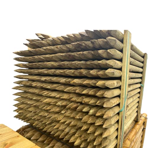KDI Zaunpfähle Zaunpfosten Vierkantpfosten Kantholz Holzpfosten Palisade Pfosten in verschiedenen Dimensionen und Längen (PFAHL 8x125cm KDI/GESPITZT) von BaustoffhandelShop