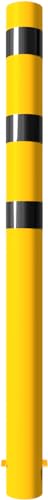 Absperrpfosten Poller Ø 152 x 3,2 mm ortsfest zum Einbetonieren - Länge: ca. 2000 mm - gelb beschichtet (RAL 1023) mit drei schwarzen Streifen von Bauzaunwelt