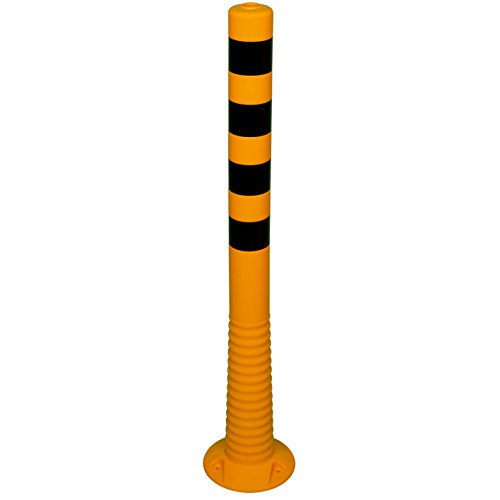 BAUZAUNWELT Absperrpfosten Ø 80 mm aus Kunststoff inkl. Befestigungsmaterial, Höhe: ca. 1000 mm - gelb mit schwarzen Streifen von Bauzaunwelt