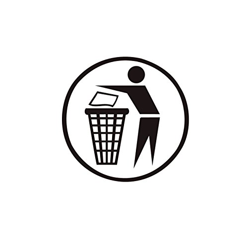 BAUZAUNWELT Aufkleber Saubermännchen für z.B. Abfallbehälter Ø 200 mm schwarz auf weißem Hintergrund von Bauzaunwelt