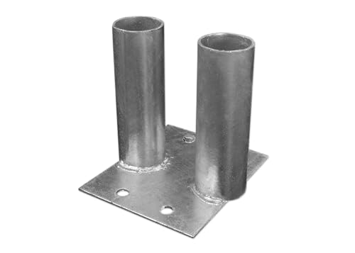 BAUZAUNWELT Bauzaun Bodenplatte klein – zum Aufdübeln auf Beton & festen Untergründen – mit 2 Hülsen für Standrohre – stabile Befestigung für mobile Zäune & dauerhafte Absperrungen von Bauzaunwelt