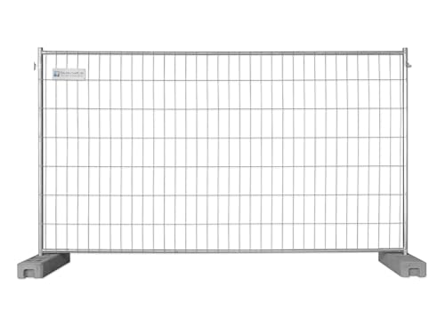BAUZAUNWELT Bauzaun EUTOP Exklusiv 20er Set | Mobilzaun 3,50 x 2,00 m, ca. 14 kg | verzinkt mit Haken & Öse | inkl. Betonfüße (34 kg) & Verbinderschellen | Absperrzaun für Baustellen & Events von Bauzaunwelt