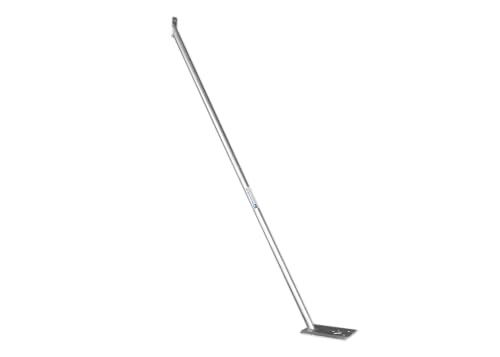 BAUZAUNWELT Bauzaun Stützstrebe mit großer Platte | stabile Abstützung für Bauzäune | Verankerung mit Erdspießen/Erdnägeln | Befestigung per Verbindungsschelle von Bauzaunwelt