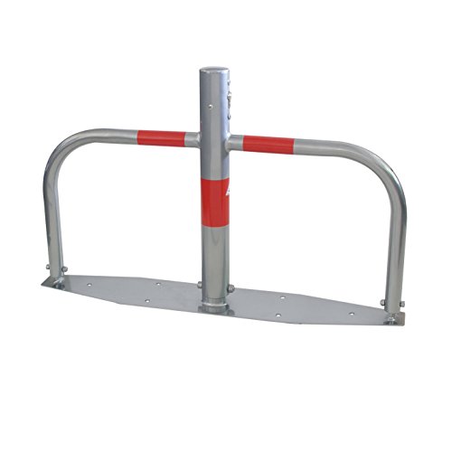 BAUZAUNWELT Parkplatzsperre umlegbar für Dübelbefestigung mit Profilzylinderschloss (inkl. 3 Schlüssel) - Stahlrohr feuerverzinkt Ø 60 mm mit seitlichen Rundrohrbügeln und durchgehender Bodenplatte von Bauzaunwelt