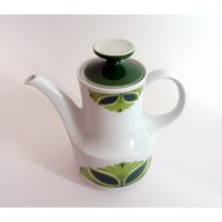 Kaffeekanne 70Er Jahre Weiß Grün Mitterteich Bavaria Vintage von BavarianVintage4You