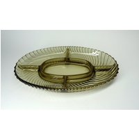 Snackschale Servierschale Rauchglas Vintage 70Er Jahre von BavarianVintage4You