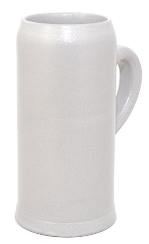 Bavariashop Bierkrug, Salzglasiert, Schlanke Form, 0,5 l Füllmenge, Weiß, Hochwertiges Bierseidel von Bavariashop