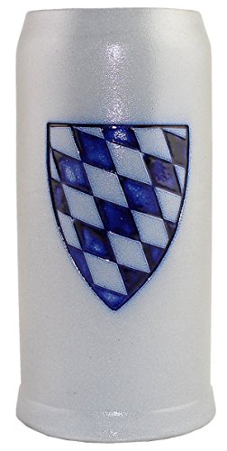 Bavariashop Bierkrug Bayernschild; 0,5 l Füllmenge; Präge Dekor; Salzglasiert; Schlanke Form; Steinkrug; Keferloher; Grau von Bavariashop