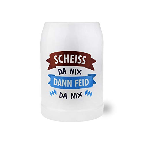 Bavariashop Bierkrug "Scheiss da nix", 0,5 Liter, Zünftige Geschenkidee für Bierfreunde von Bavariashop