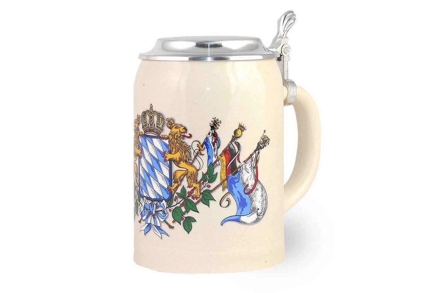 Bavariashop Bierkrug Steinkrug Bayern mit Deckel • Bierkrug mit Wappen • 0,5 Liter, Steinzeug von Bavariashop