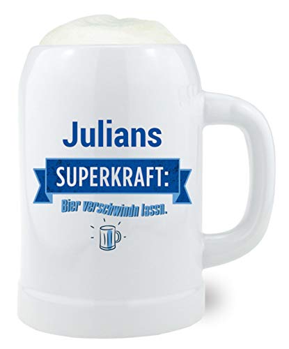 Bavariashop Bierkrug"Superkraft" mit Wunschname, Personalisiert mit Name, Individuelle Geschenkidee für Bierfreunde von Bavariashop