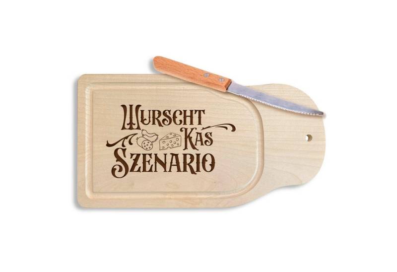 Bavariashop Brotschneidebrett Brotzeitbrettl "Wurscht, Kas Szenario" von Bavariashop