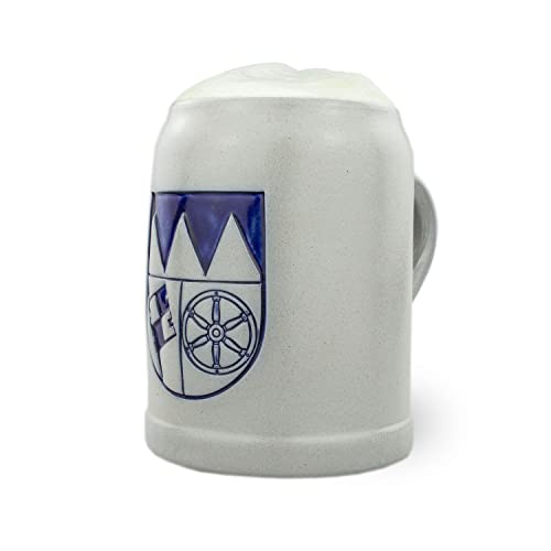 Bavariashop PREMIUM Bierkrug Unterfranken • Handgefertigter, bayerischer Bierkrug mit Wappen-Gravur - 0,5l von Bavariashop
