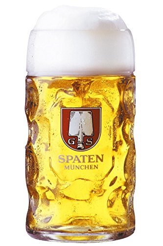 Bavariashop Spaten Masskrug - 1,0 Liter, Sammelkrug, Bierkrug, Glas Maßkrug von Bavariashop