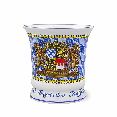 Kaffeetasse Königlich Bayerisch, Stilvolles Bayerisches Kaffeehaferl, Wappen Bayern, Rautenmuster, Außergewöhnliche Form von Bavariashop