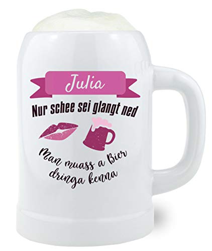 Steinkrug"Bierprinzessin" mit Wunschgravur, Bierkrug mit Wunschname für Frauen, 500 ml, Geschenkidee Geburtstag von Bavariashop