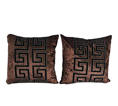 Bavary 2er Set Luxus Kissenbezüge Kissenhüllen Zierkissen Sofakissen Medusa Mäander Stil mit Reisverschluss, 45x45cm von Bavary