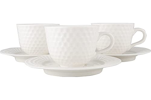 Bavary Kaffee Set | Golf Design | für 6 Personen | Fine Porzellan | Weiß 6 Tassen + 6 Untertassen Genießen Servieren Kaffeeservice Kaffeegedeck von Bavary