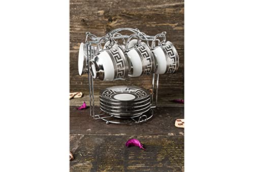 Bavary Porzellan Kaffee Tassen Set für 6 Personen 13Tlg Coffee Tassen Latte Cappuccino Metallständer Medusa Mäander Versac Style 6X Tassen + 6 x Untertassen Bavary Porzellan Kaffee Tassen Set für 6 Personen 13Tlg Coffee Tassen Latte Cappuccino Metallständer Medusa Mäander Versac Style 6X Tassen + 6 x Untertassen von Bavary