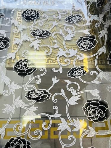 Bavary Tischfolie Tischdecke Schutzfolie mit Muster 2mm Transparent Klar 80 cm Blume Wunschmaß, Größe wählbar (80 x 60cm + Toleranz) von Bavary