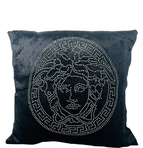 Medusa Kissenbezug Samt Zierkissen 55 x 55 cm Edel und Elegant Schwarz - Silber von Bavary