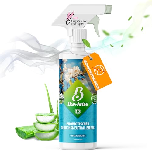 Baviette probiotic Geruchsentferner Geruchskiller: Effektive Geruchsneutralisierer von hartnäckigen Gerüchen in Ihrem Zuhause für Möbel, Teppich, Auto, Mülleimer, Haustiere, Tabak bio (Spray 500ml) von Baviette